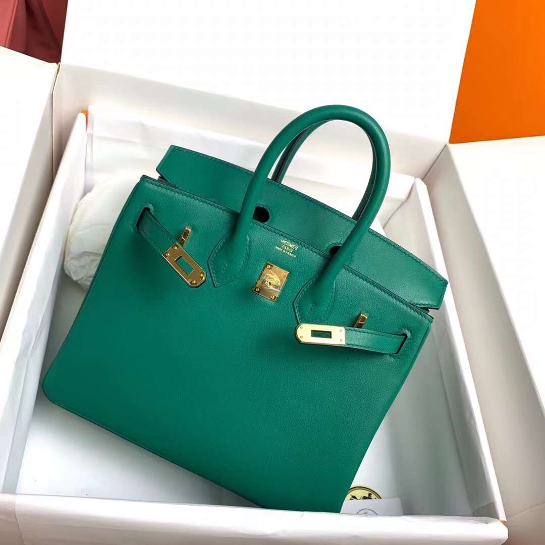 Hermes Birkin 25CM Swift Leather Handbag Green